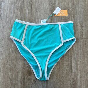 Womens Kona Sol NWT Blue Bikini High Waist Bottom - L